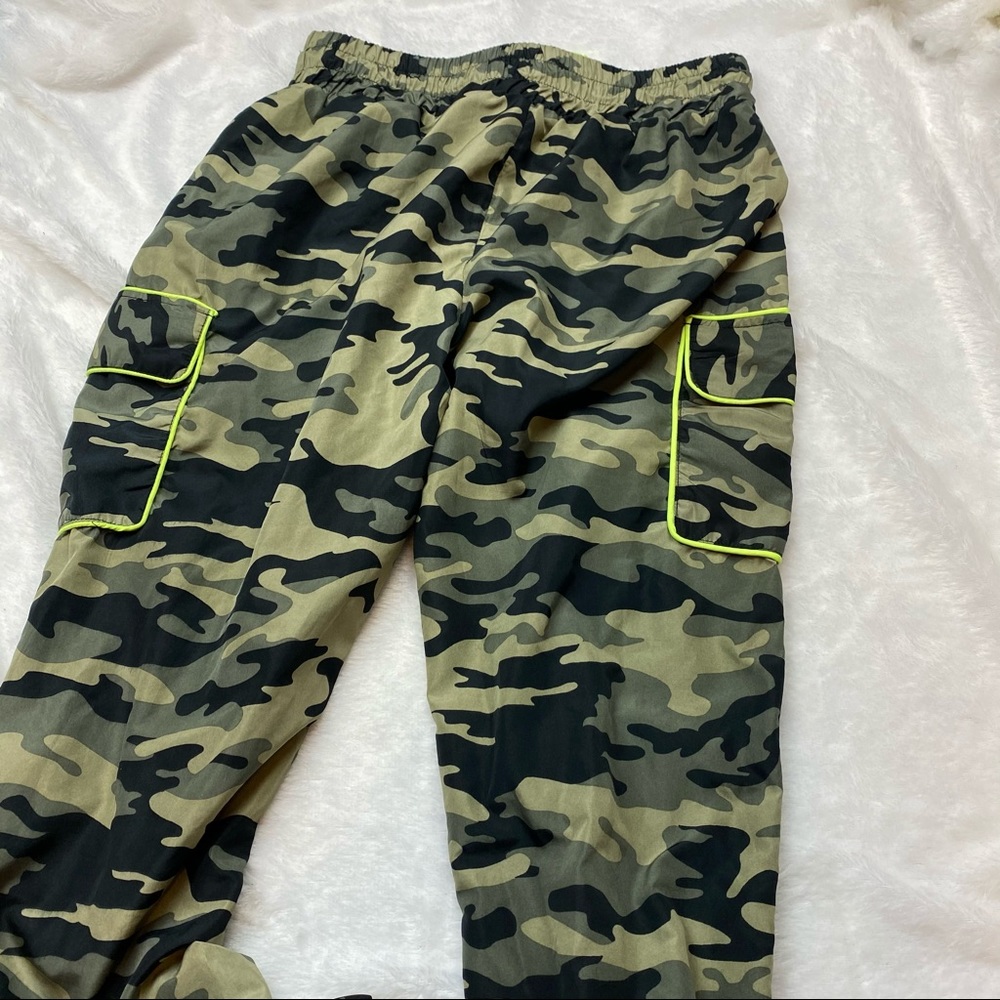 Neon Green & Camouflage Drawstring Joggers - Picture 13 of 16
